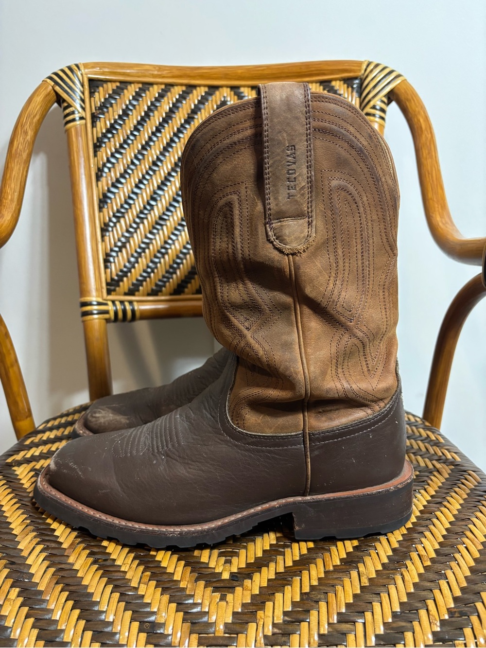 Tecovas The Midland 9.5D Brown Leather Square Toe Cowboy Boots Vibram